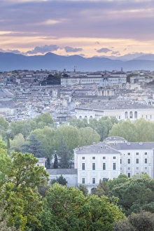 Cloudy Sky Photography Europe Prints: The view over the rooftops of Rome from Gianicolo