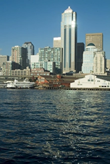 West Coast Travel Destinations Prints: View of Seattle from Bainbridge ferry