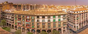 Elevated Views Of Europe Prints: View of street and rooftops from elevated position