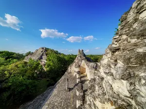 Maya Archaeological Site Prints: View over Structure VIII towards Structure IX