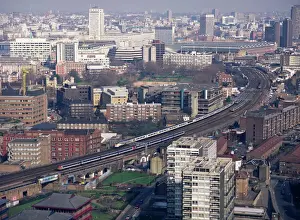 Waterloo Station Prints: View over Vauxhall Print - London Train Scene