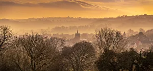 View of Wirksworth Market Town during winter at sunset, near Matlock, Derbyshire Dales, Derbyshire, England View of Wirksworth Market Town during winter at sunset, near Matlock, Derbyshire Dales, Derbyshire, England