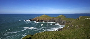 North Cornwall Coastline Prints: Views of Atlantic surf at Rumps Point, Pentire Headland, North Cornwall