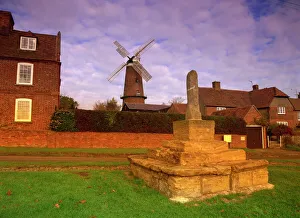 Prints of Village green, cross and windmill, Quainton, Buckinghamshire, England, United Kingdom, Europe Buckinghamshire Prints: WorldInPrint: Quainton Village Green Print