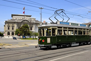 Vintage tram and the Grand Theatre Vintage tram and the Grand Theatre