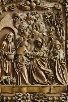 Detail of the Visitation of the Blessed Virgin Mary on the carved altar, dating from 1509 Detail of the Visitation of the Blessed Virgin Mary on the carved altar, dating from 1509