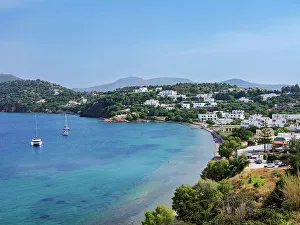 Greek Isles Travel Guide Prints: Vromolithos Beach, elevated view, Leros Island, Dodecanese, Greek Islands, Greece, Europe