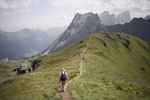 Dolomites Hiking Trails Prints: Walkers on footpath