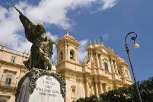Sicily Travel Guide Prints: War memorial and Cathedral