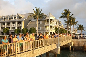 Tropical Evening Scene Prints: Watching the sunset in Mallory Square, Key West, Florida, United States of America
