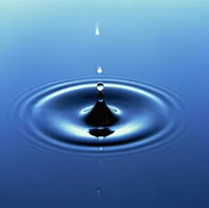 Images Dated 26th January 2000: Water droplet hitting water surface creating ripples