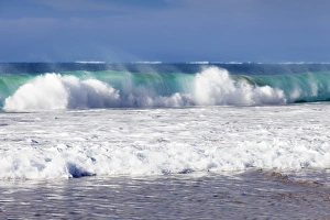 Blue Horizon Over Water Prints: Waves at the beach, Playa del Castillo