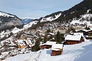 Prints of Wengen, 1274m, Jungfrau region, Bernese Oberland, Swiss Alps, Switzerland, Europe Switzerland Prints: Wengen Village Print, 1274m, Jungfrau Region