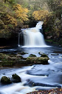 West Burton Waterfall in autumn, Wensleydale, North Yorkshire, England, United Kingdom, Europe West Burton Waterfall in autumn, Wensleydale, North Yorkshire, England, United Kingdom, Europe