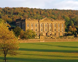 West Elevation, Chatsworth House in autumn, Derbyshire, England West Elevation, Chatsworth House in autumn, Derbyshire, England