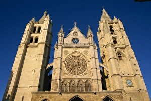 Christian Architecture Spain Prints: The west facade of the Cathedral at Leon