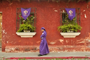 Catholicism In Latin America Prints: Window adorned for Holy Week Procession, Antigua, Guatemala, Central America