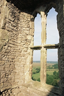 Gower Peninsula Travel Destination Prints: Detail of window in Weobley Castle