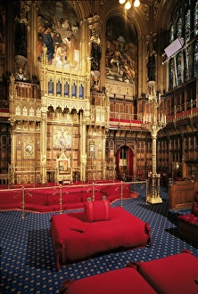 Prints of Woolsack, House of Lords, Houses of Parliament, Westminster, London, England, United Kingdom, Europe Westminster Prints: Woolsack Print, House of Lords