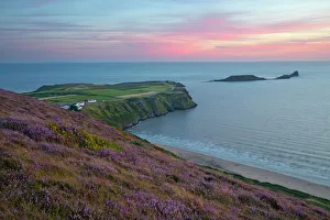 Worms Head and Rhossili Bay Print, Gower Peninsula, Wales