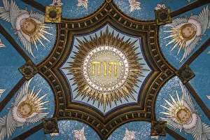 Christian Symbolism Europe Prints: Yahve monogram on the ceiling of Fourviere Basilica, Lyon, Rhone, France, Europe