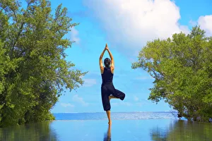 Yoga meditation, Full Moon Island, Male Atoll, Maldives, Indian Ocean, Asia Yoga meditation, Full Moon Island, Male Atoll, Maldives, Indian Ocean, Asia