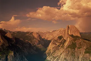 Yosemite Valley and the Half Dome Peak at dusk, Yosemite National Park Yosemite Valley and the Half Dome Peak at dusk, Yosemite National Park