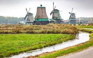 Zaanse Schans, a museum village with Dutch houses and windmills in Zaandam, North Holland Zaanse Schans, a museum village with Dutch houses and windmills in Zaandam, North Holland