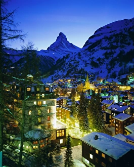 Zermatt and the Matterhorn mountain in winter