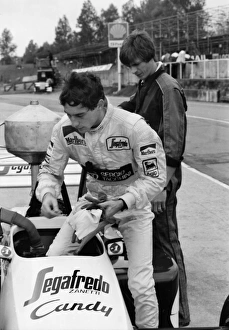 Ayrton Senna gets into his Toleman-Hart Car during practice for the 1984 British Grand Prix Practice Ayrton Senna gets into his Toleman-Hart Car during practice for the 1984 British Grand Prix Practice