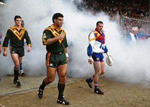 The two captains leads the teams out for the 1992 Rugby League Wolrd Cup Final The two captains leads the teams out for the 1992 Rugby League Wolrd Cup Final