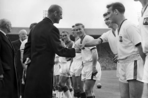Duncan Edwards is introduced to Prince Philip before the 1957 FA Cup Final Duncan Edwards is introduced to Prince Philip before the 1957 FA Cup Final