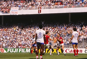 Englands Bryan Robson celebrates his goal in the first minute of the match against France Englands Bryan Robson celebrates his goal in the first minute of the match against France