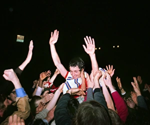Frank McLintock celebrates with the fans after Arsenal win the 1971 league title Frank McLintock celebrates with the fans after Arsenal win the 1971 league title