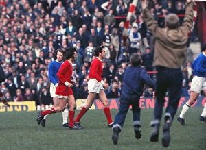 George Best and Shay Brennan run off the Old Trafford pitch after the last game of the George Best and Shay Brennan run off the Old Trafford pitch after the last game of the