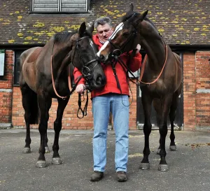 Horse Racing Prints: Paul Nicholls with Gold Cup entries Kauto Star and Denman Print