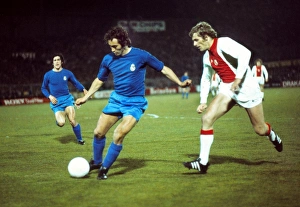 Real Madrids Amancio on the ball with Ajaxs Piet Keizer Real Madrids Amancio on the ball with Ajaxs Piet Keizer