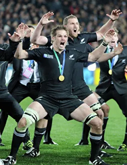 Richie McCaw leads a celebrationary Haka after the World Cup Final Richie McCaw leads a celebrationary Haka after the World Cup Final