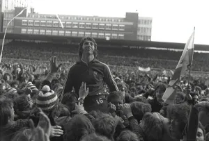 Colour Print of JPR Williams being carried off the Cardiff Arms Park pitch