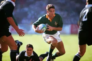 Rugby World Cup Prints: Joost van der Westhuizen makes a break during the 1995 Rugby World Cup Final Print