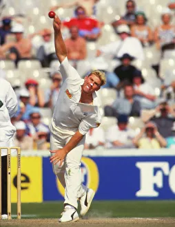 Shane Warne in Action - Old Trafford 1993 Print