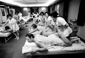 Lawrence Of Arabia Prints: The 1972 Great Britain Olympic Luge Team in a Bathhouse Print