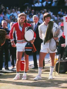 Tennis Prints: 1977 Wimbledon Finalists Print: Bjorn Borg and Jimmy Connors