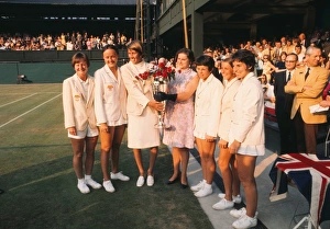 The victorious USA team with the trophy - 1970 Wightman Cup The victorious USA team with the trophy - 1970 Wightman Cup