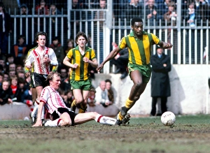 West Broms Laurie Cunningham evades a sliding tackle from Southamptons David Peach West Broms Laurie Cunningham evades a sliding tackle from Southamptons David Peach