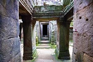 Arched walkways and pillars in the ruins of Bayon Temple, Angkor Thom , Siem Reap Arched walkways and pillars in the ruins of Bayon Temple, Angkor Thom , Siem Reap