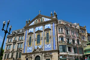 Blue tile facade of the St. Anthonys Congregados Church, Porto, Portugal Blue tile facade of the St. Anthonys Congregados Church, Porto, Portugal