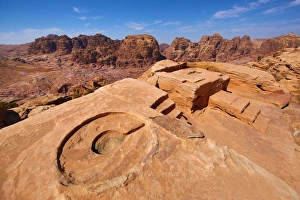 The High Place of Sacrifice overlooking the valley of the rock city of Petra, Jordan The High Place of Sacrifice overlooking the valley of the rock city of Petra, Jordan