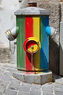 Multi-coloured fire hydrant in Porto, Portugal Multi-coloured fire hydrant in Porto, Portugal