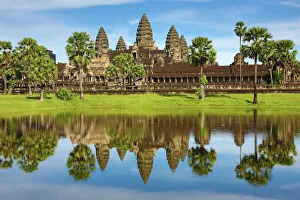 Reflection of Angkor Wat Temple in lake in Siem Reap, Cambodia Reflection of Angkor Wat Temple in lake in Siem Reap, Cambodia